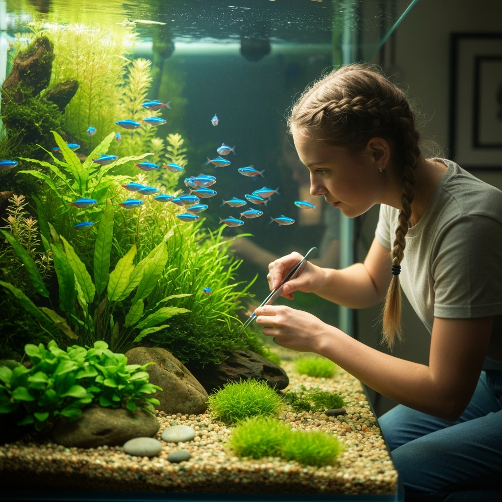 Professional aquatic hobbies & pet care photo example for Aquatic Artistry: AI Photos for Aquarium Hobbyists and Fishkeeping Enthusiasts