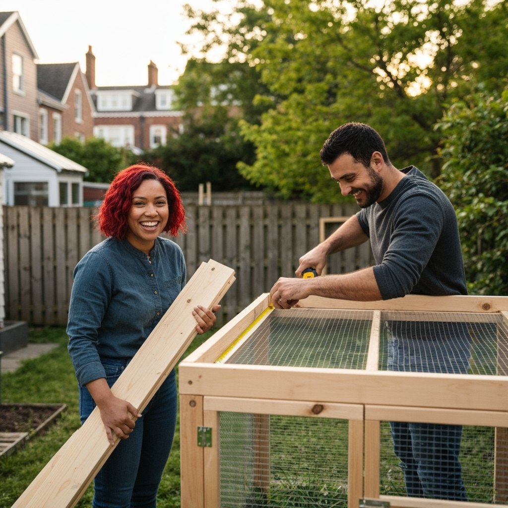 Professional urban homesteading photo example for Coop Chronicles: AI Photos for Backyard Chicken Keepers and Urban Homesteaders