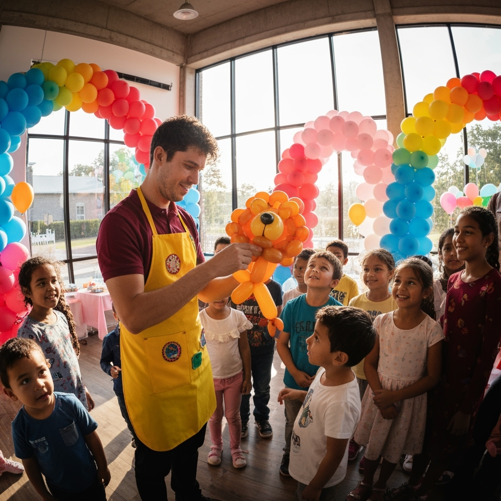 Professional children's entertainment & party services photo example for Twist & Shout: AI Photos for Balloon Artists and Party Entertainment Professionals