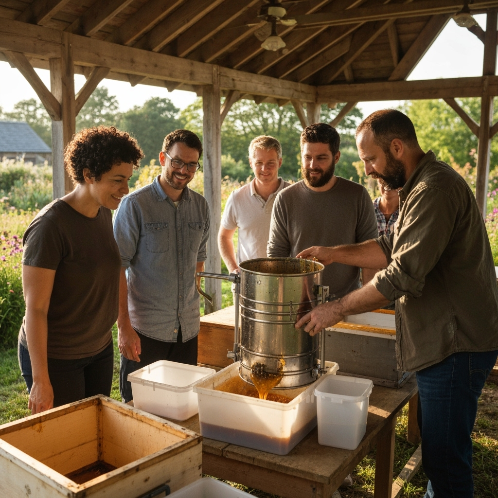 Professional agricultural education & beekeeping photo example for Hive Mind: AI Photos for Beekeeping Instructors and Apiary Education Programs