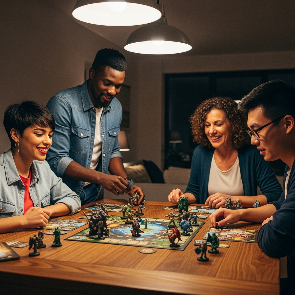 Professional lifestyle photo example for Game Night Glory: AI Photos for Board Game Designers and Tabletop Creators