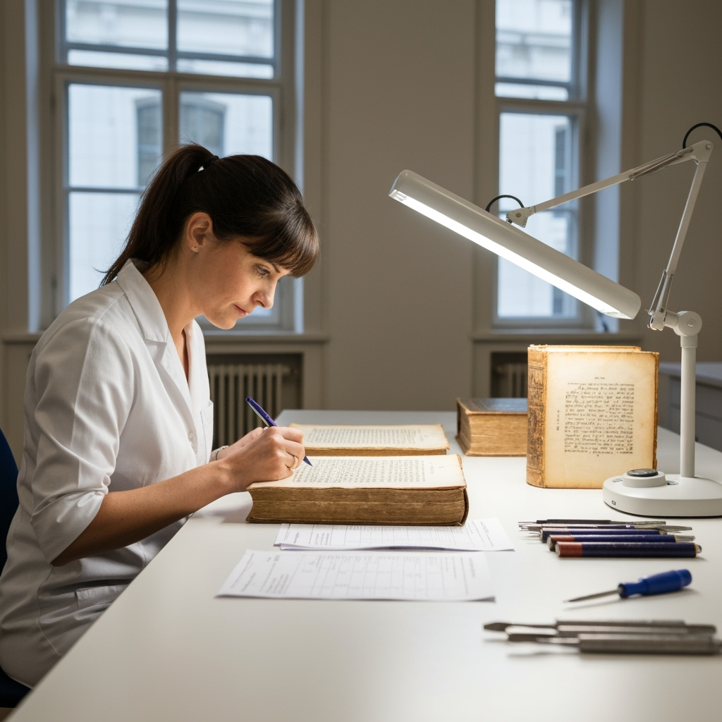 Professional literary arts & book conservation photo example for Page Perfect: AI Photos for Book Restoration Artisans and Rare Book Collectors