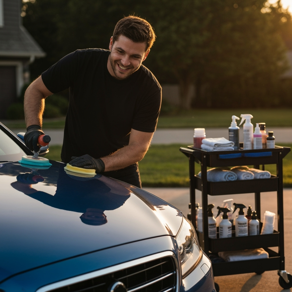 Professional mobile service business photo example for Shine & Success: AI Photos for Mobile Car Detailing Entrepreneurs