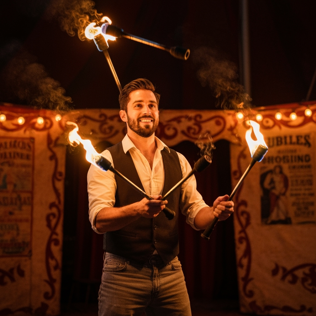 Professional circus arts & theatrical performance photo example for Big Top Dreams: AI Photos for Circus Performers and Theatrical Entertainers