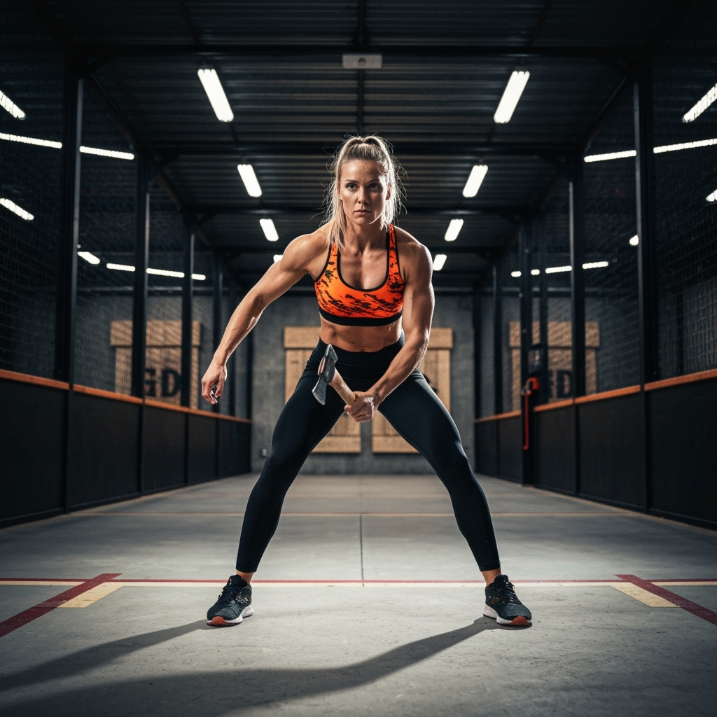 Professional urban competitive sports & recreational leagues photo example for Bullseye Champions: AI Photos for Competitive Axe Throwers and Urban Sport League Organizers