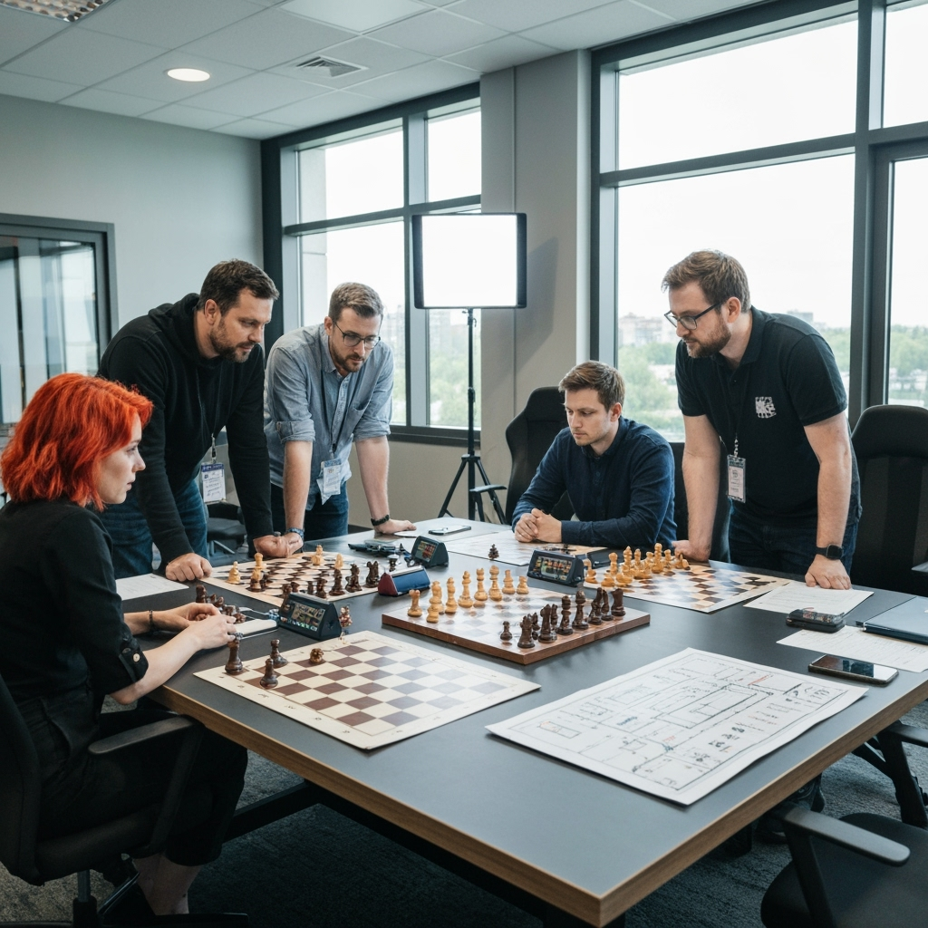 Professional gaming content creation & chess education photo example for Grandmaster Streaming: AI Photos for Chess Content Creators and Tournament Broadcasters