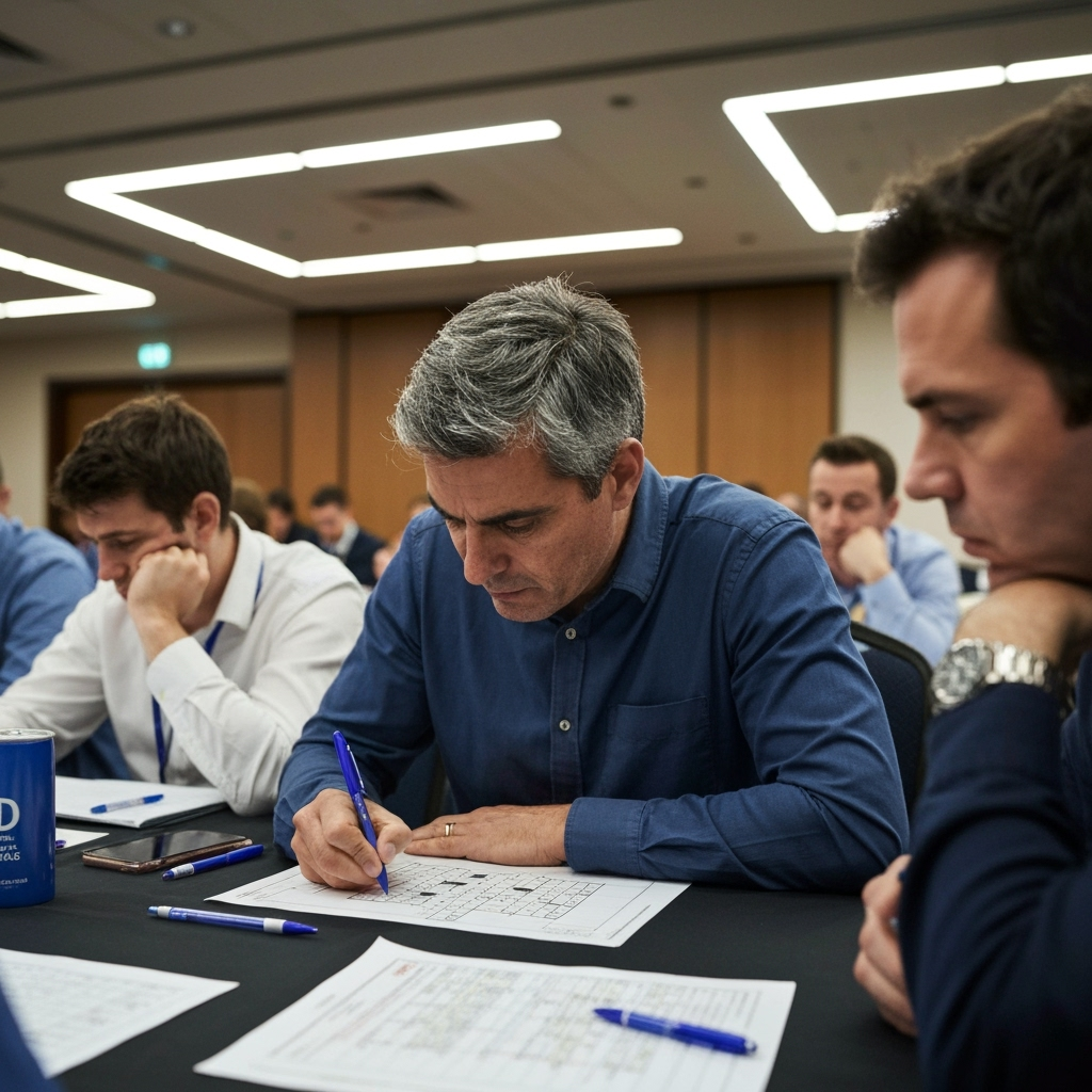 Professional competitive word games & intellectual sports photo example for Grid Masters: AI Photos for Competitive Crossword Solvers and Word Puzzle Tournament Champions