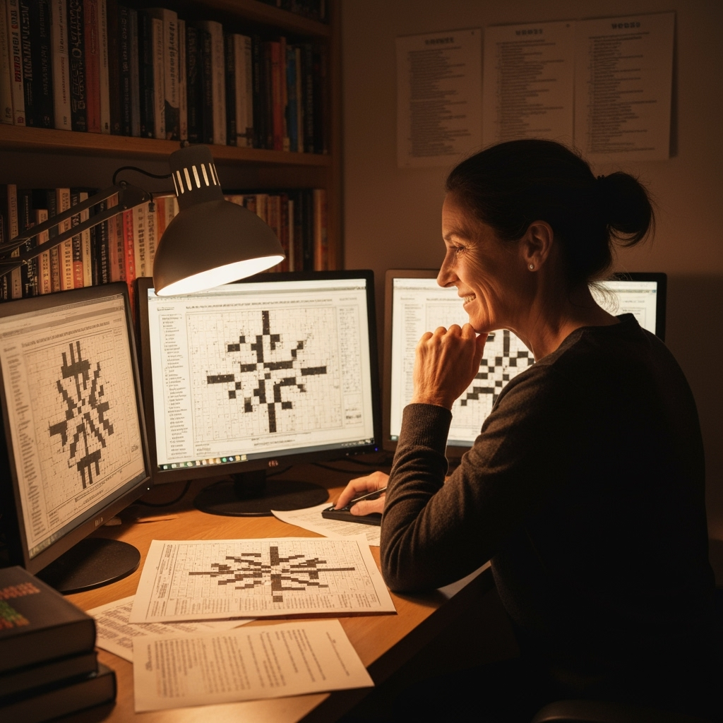 Professional competitive word games & intellectual sports photo example for Grid Masters: AI Photos for Competitive Crossword Solvers and Word Puzzle Tournament Champions