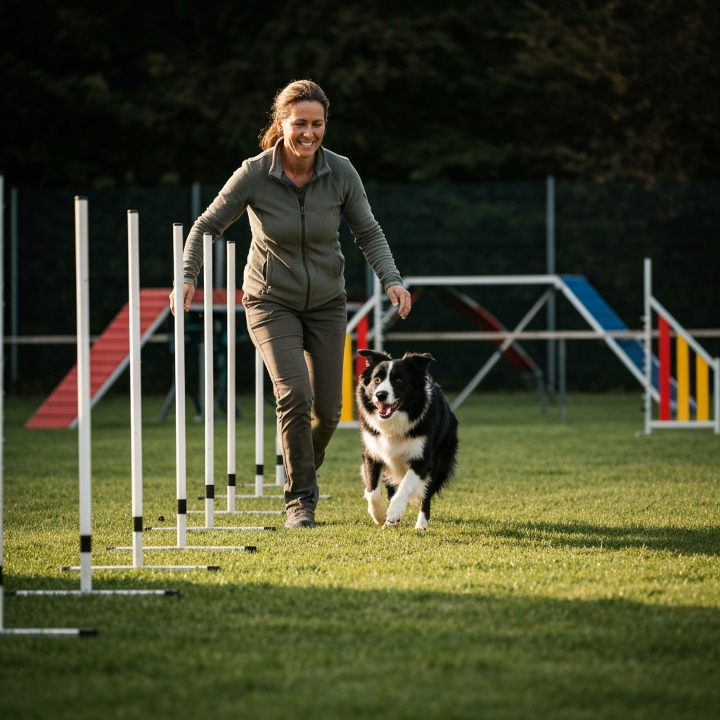 Professional competitive animal sports photo example for Champion's Circle: AI Photos for Competitive Dog Sport Handlers and Canine Athletes