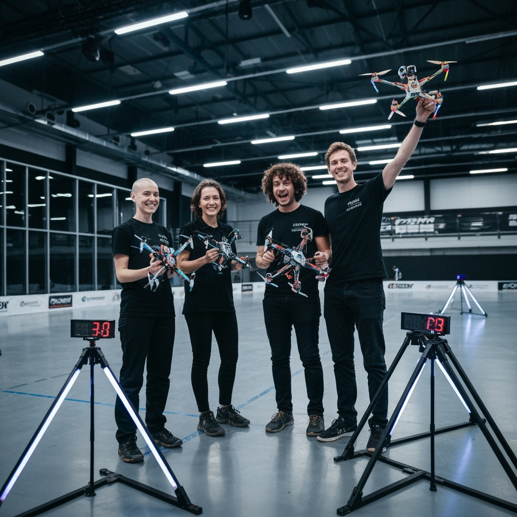 Professional competitive drone sports & fpv racing photo example for First Person Victory: AI Photos for Competitive Drone Racing Pilots and FPV Flying Communities