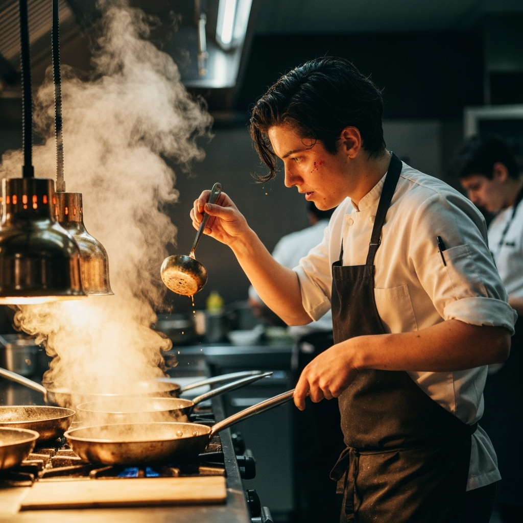 Professional culinary education & professional development photo example for Culinary Dreams: AI Photos for Aspiring Chefs and Culinary School Students