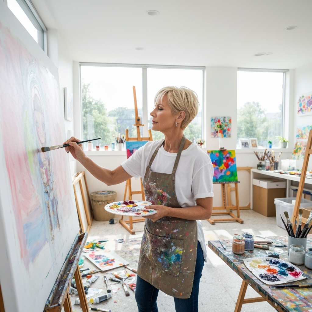 Professional life transition & empty nest living photo example for New Chapter Chronicles: AI Photos for Empty Nesters Rediscovering Life After Kids