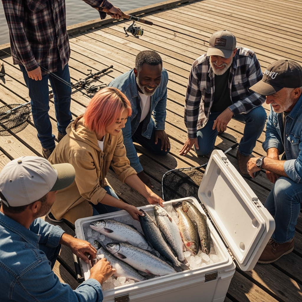 Professional outdoor recreation & fishing photo example for Catch of the Day: AI Photos for Fishing Enthusiasts and Angling Content