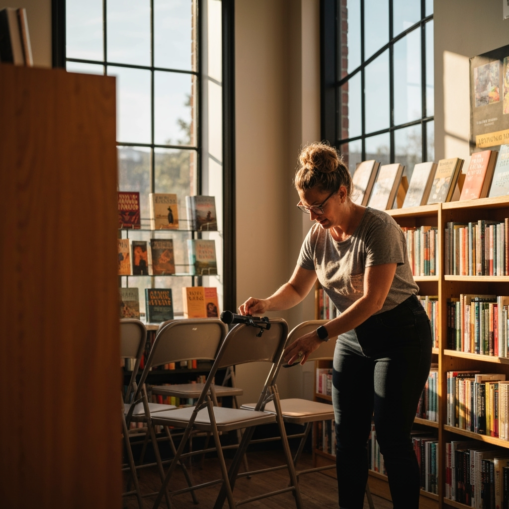 Professional independent retail & literary community photo example for Chapter & Verse: AI Photos for Independent Bookstore Owners and Literary Community Builders