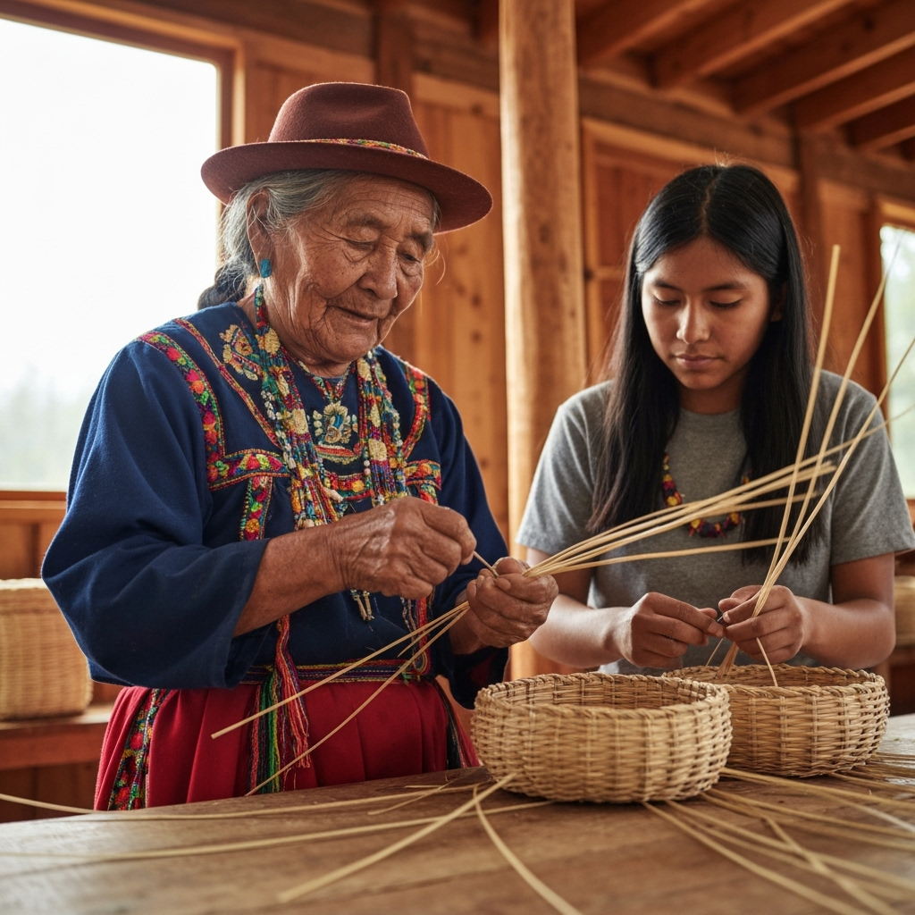 Professional indigenous arts & cultural preservation photo example for Sacred Traditions: AI Photos for Indigenous Craft Artists and Cultural Heritage Preservationists