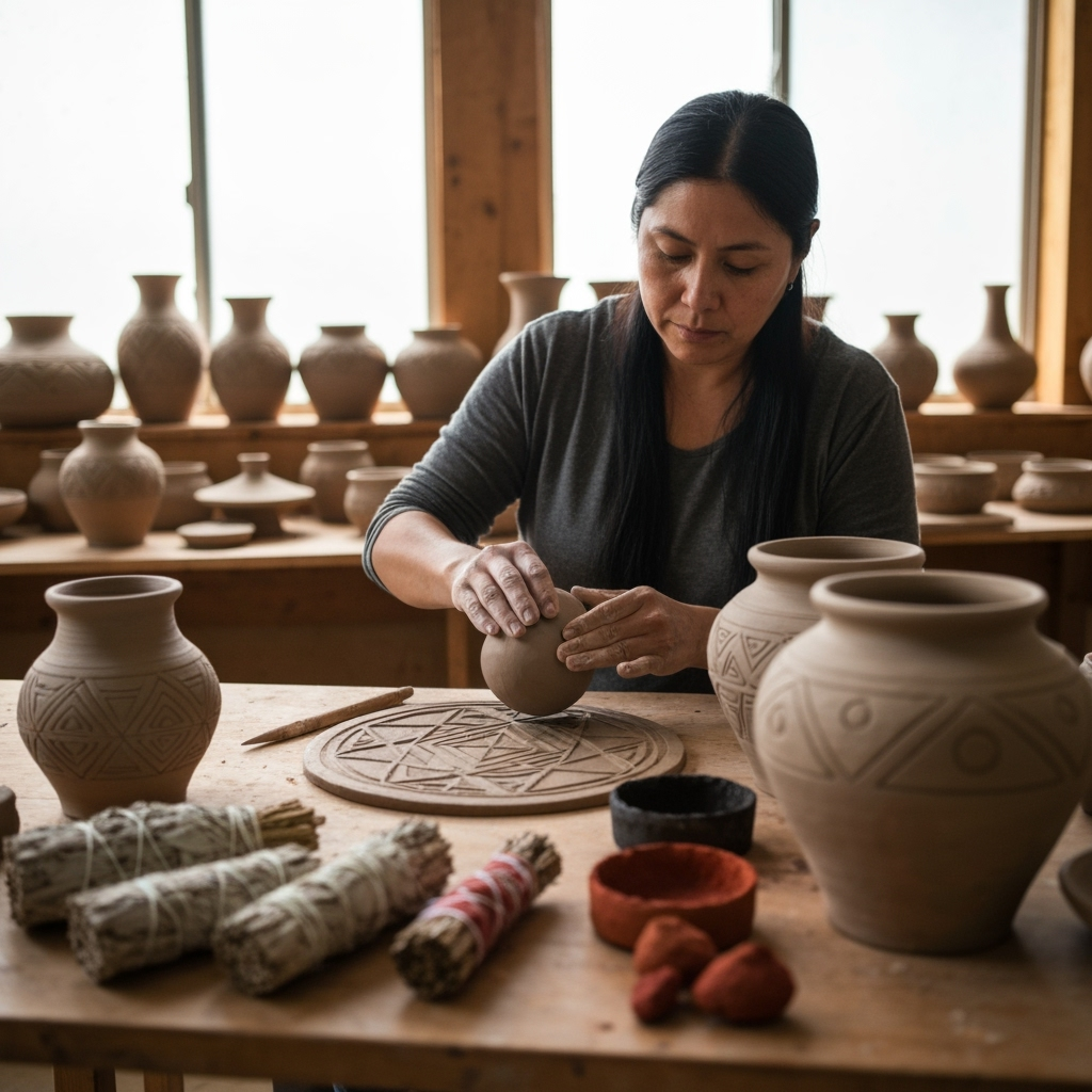 Professional indigenous arts & cultural preservation photo example for Sacred Traditions: AI Photos for Indigenous Craft Artists and Cultural Heritage Preservationists