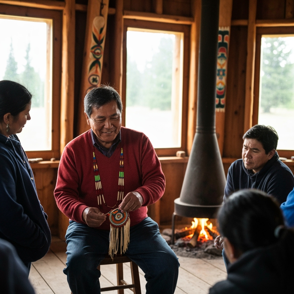 Professional indigenous arts & cultural preservation photo example for Sacred Traditions: AI Photos for Indigenous Craft Artists and Cultural Heritage Preservationists
