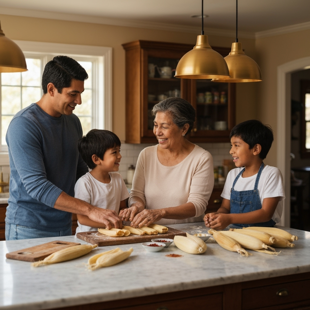 Professional family heritage & culinary traditions photo example for Recipe Legacy: AI Photos for Intergenerational Cooking and Family Food Traditions