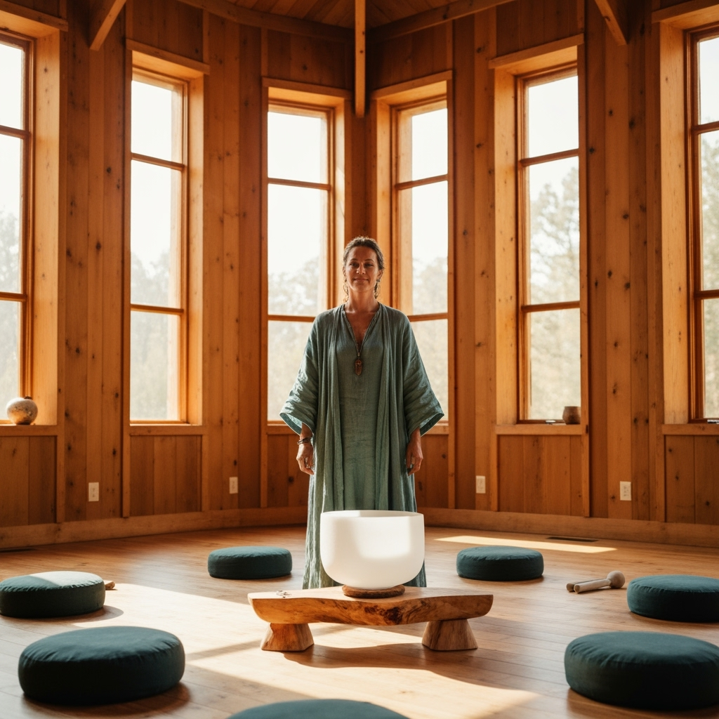 Professional meditation & spiritual retreats photo example for Sacred Stillness: AI Photos for Meditation Retreat Leaders and Mindfulness Workshop Facilitators