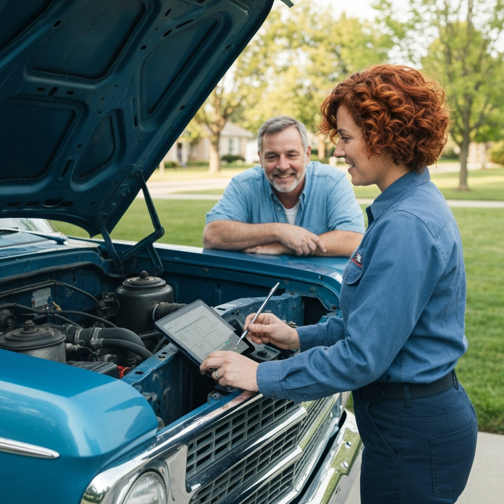 Professional mobile automotive services & emergency repair photo example for Mobile Mechanic Mastery: AI Photos for On-the-Road Auto Repair Entrepreneurs