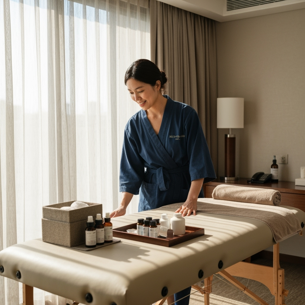 Professional mobile wellness services & therapeutic arts photo example for Healing Hands on the Go: AI Photos for Mobile Massage Therapists and Wellness Entrepreneurs