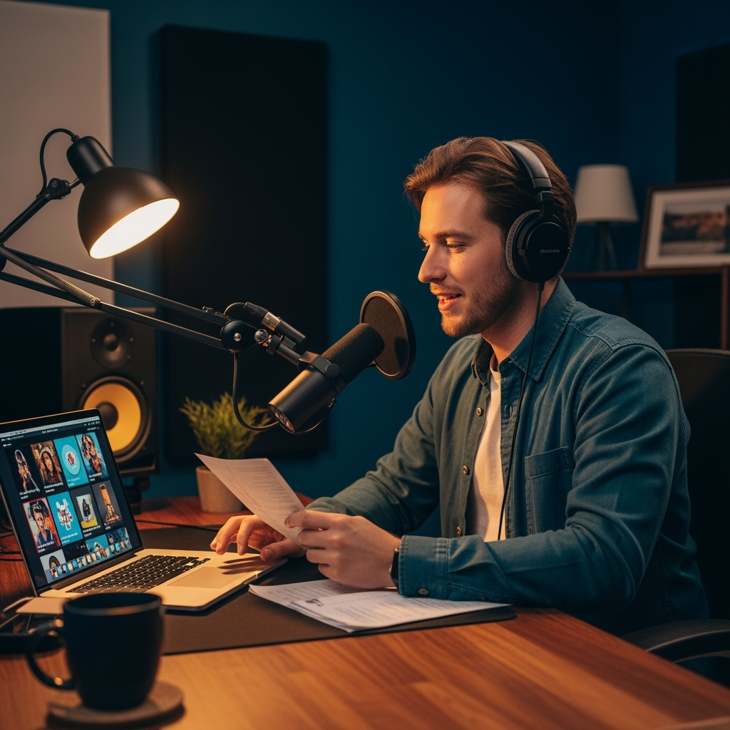 Professional lifestyle photo example for Podcast Power: AI Photos That Make Audio Hosts Visible