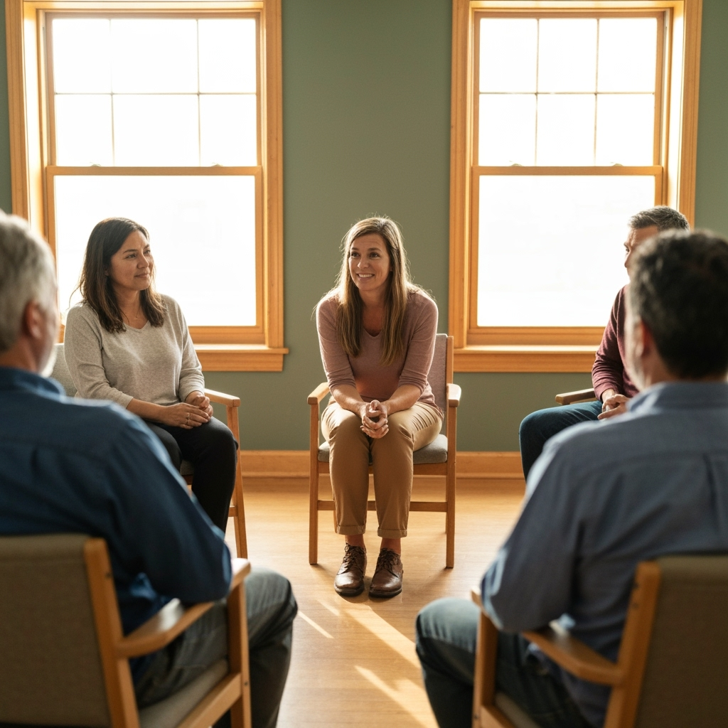Professional recovery & addiction support photo example for Courage in Recovery: AI Photos for Addiction Recovery Advocates and Sober Living Coaches