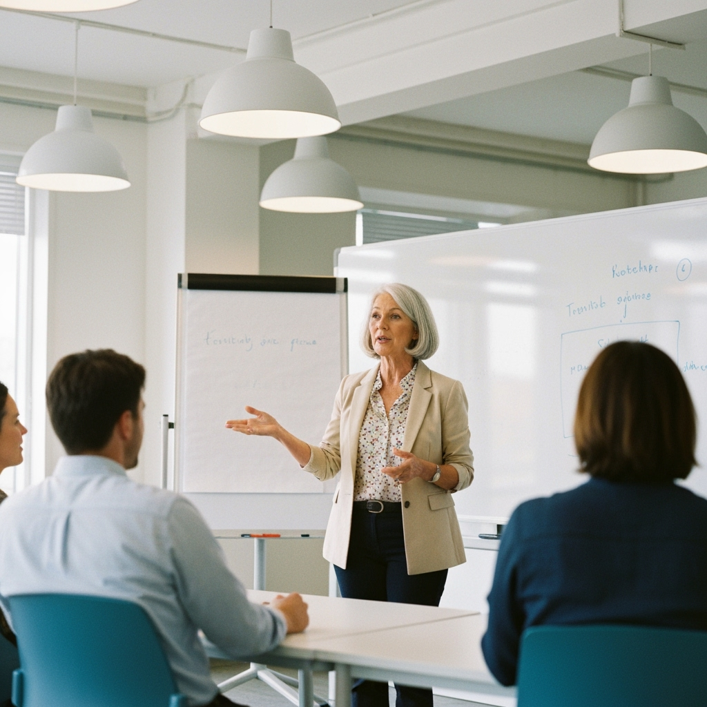 Professional retirement entrepreneurship & skill sharing photo example for Wisdom Workshop: AI Photos for Retired Professionals Teaching Their Craft