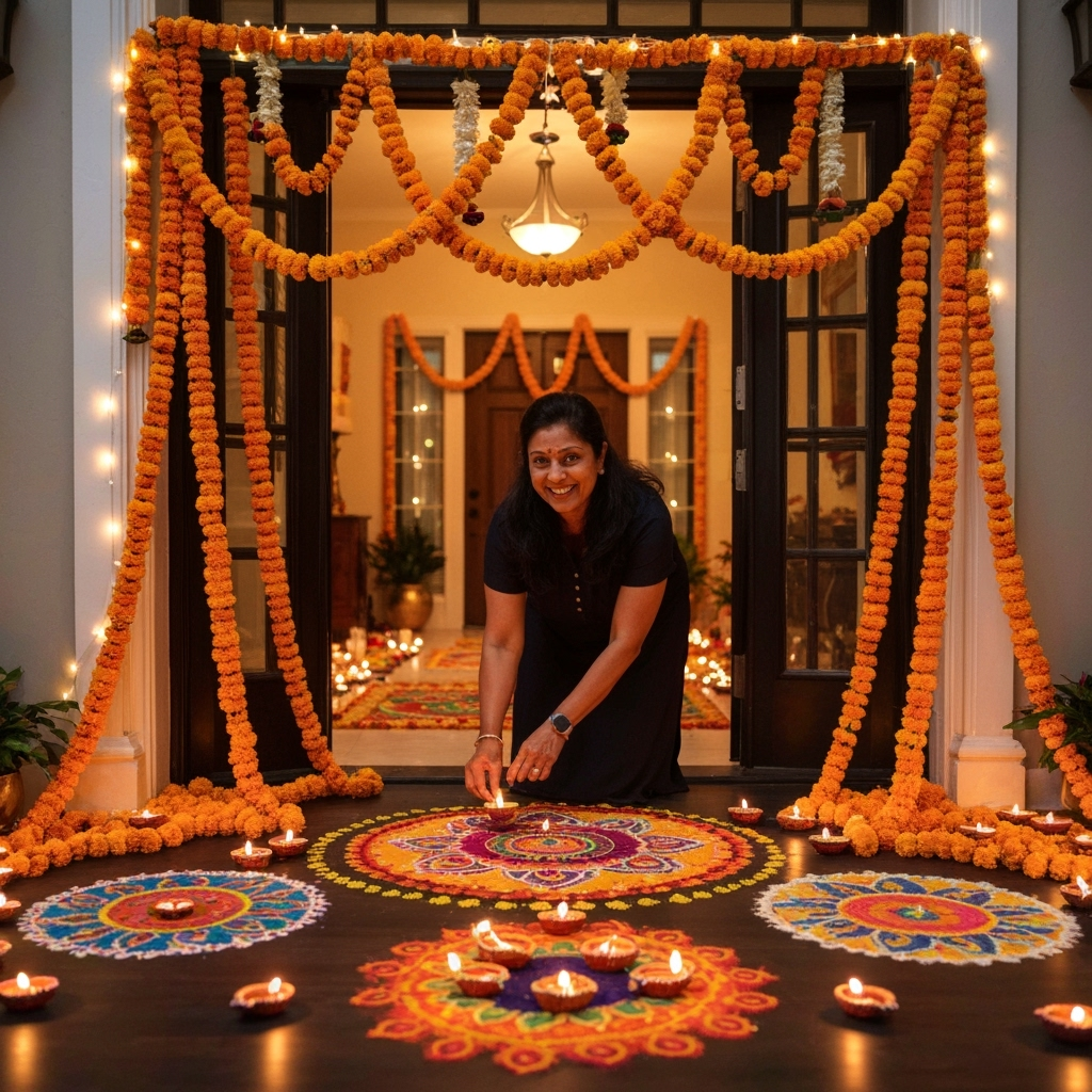 Professional seasonal lifestyle & home decoration photo example for Holiday Magic: AI Photos for Seasonal Decorators and Festival Celebration Enthusiasts