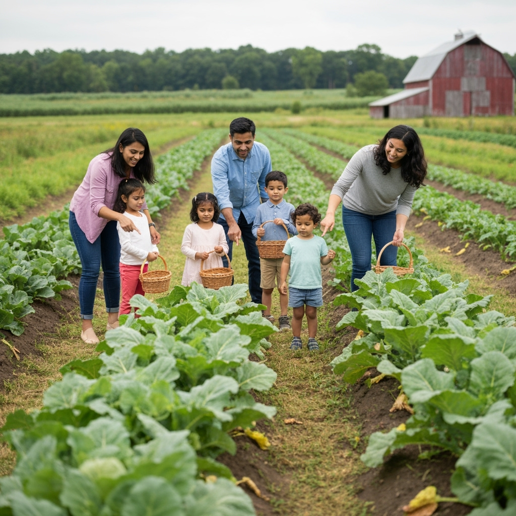 Professional local food systems & seasonal eating photo example for Harvest Connection: AI Photos for CSA Members and Seasonal Farm Share Enthusiasts