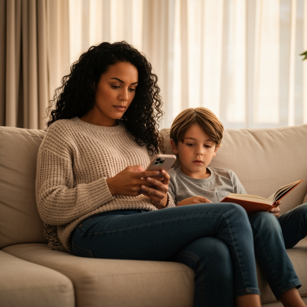 Professional single parent lifestyle & family blogging photo example for Solo Parent Success: AI Photos for Single Parent Bloggers and Family Content Creators