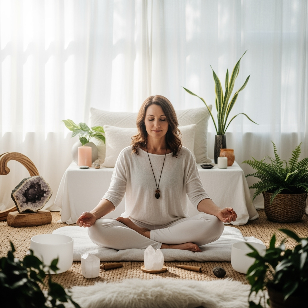 Professional lifestyle photo example for Sacred Spaces: AI Photos for Spiritual Wellness Coaches