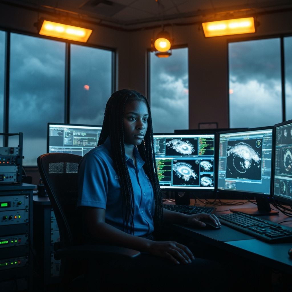 Professional weather & atmospheric science photo example for Storm Chasing Chronicles: AI Photos for Weather Enthusiasts and Meteorology Photographers