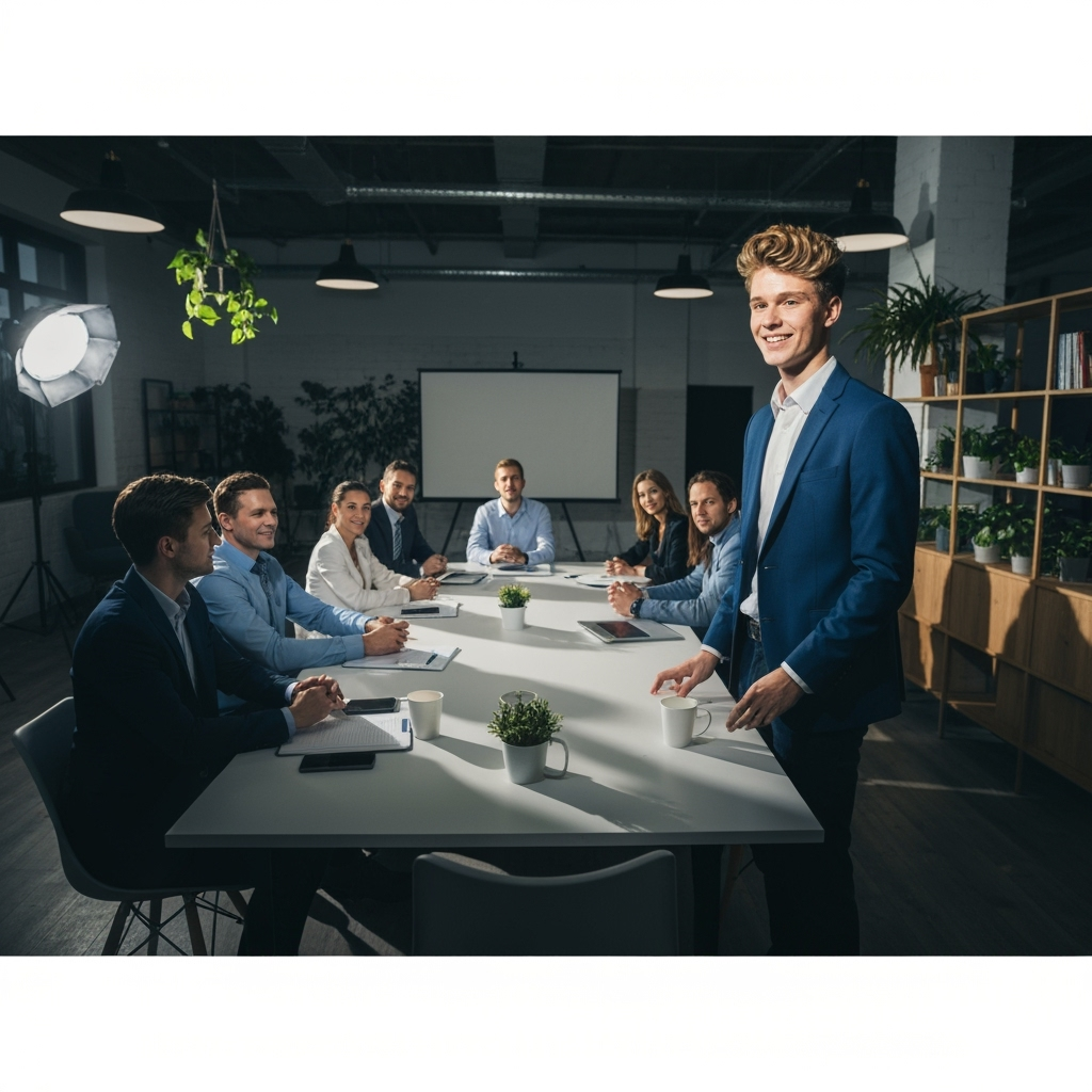 Professional youth entrepreneurship & teen business development photo example for Young Moguls: AI Photos for Teen Entrepreneurs and Youth Business Founders